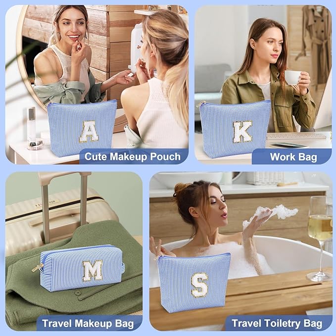 YOOLIFE Personalized Gifts for Women, Initial Make Up Bag Cosmetic Bag Makeup Pouch Cute Makeup Bag Gift for Wife Girlfriend Sister Gifts Bride Wedding Gifts for Women Her Best Friend Birthday Gifts W