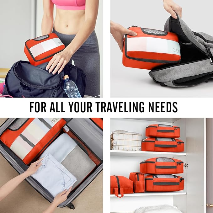 Veken 10 Set Packing Cubes for Travel Essential, Suitcase Organizer Bags in 4 Sizes, Carry-On Luggage Accessories with Large Laundry & Hanging Toiletry Bag, Must-Have for Airplane, Road Trip & Camping