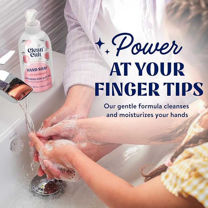 Cleancult Liquid Hand Soap Refill - Pink Grapefruit- Moisturizes Dry & Sensitive Skin - Made with Aloe Vera & Essential Oils - Eco Friendly - Paper-Based Packaging - 32 oz/2 Pack