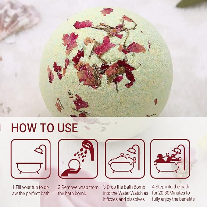 Bath Bombs for Women Spa Gift Set with Maria-Rose Essential Oils Sea Salt Moisturizing Relaxing Birthday Gift for Her Bubble Bath Skincare Relaxation Aromatherapy Gifts 1 Pack
