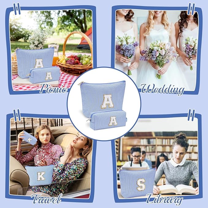 YOOLIFE Personalized Makeup Bag for Women, Initial Make Up Bag Travel Makeup Bag for Women Mom Birthday Gifts Cosmetic Bag Makeup Bag Birthday Gifts for Women Niece Gifts Teen Girl Gift for Her E