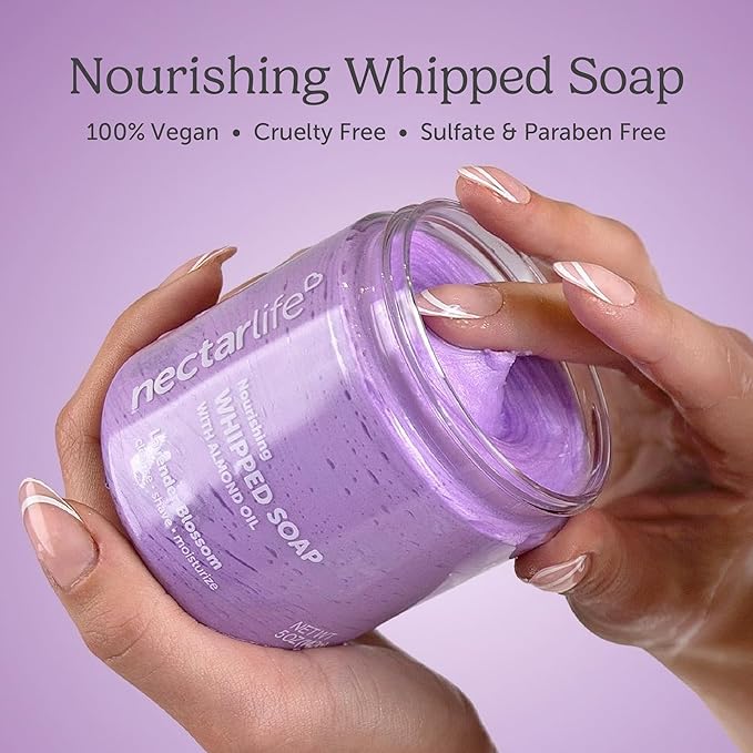 Nectar Life Lavender Blossom Nourishing Whipped Soap and Shave Butter with Almond Oil, Set of 3, 5 Oz each