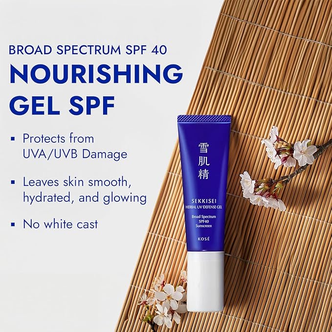 SEKKISEI Herbal UV Defense Gel for Face Broad Spectrum Sunscreen, SPF40, 1 Ounce