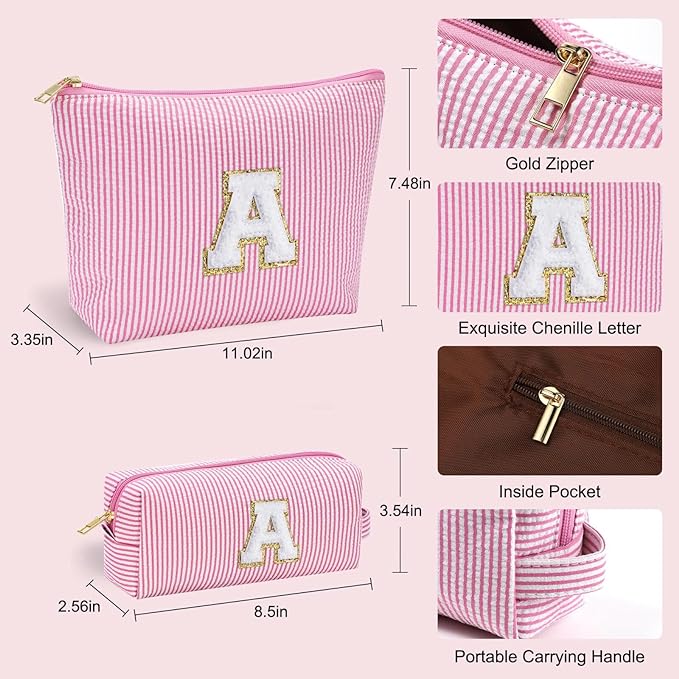 YOOLIFE Unique Makeup Bag - Pink Cosmetic Travel Toiletry Bag for Women, Sister, Girlfriend, Friend Gifts