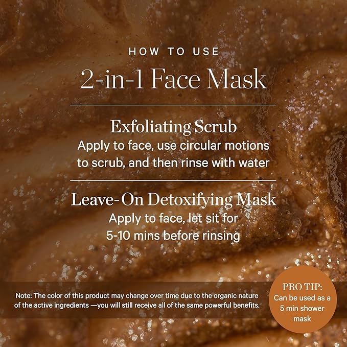 KORA Organics Turmeric Brightening & Exfoliating Mask, Multi-Use Facial Scrub, Polish & Illuminate, Certified Organic Exfoliating Face Mask, Cruelty Free, 1.01 fl oz - Face Scrub