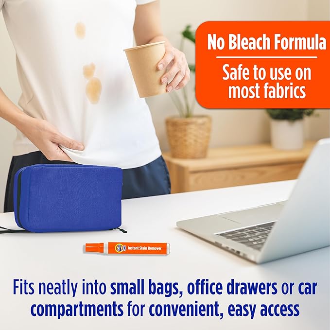 Tide Pen Stain Remover for Clothes, To Go Pen, Instant Stain Remover Pen & Spot Cleaner, Portable & Travel-Friendly, Works on Food & Drink Stains, Fits in Purses & Bags, 3 Count (Pack of 2)