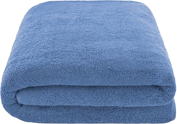 American Soft Linen Oversized Bath Sheet 40x80 Extra Large for Bathroom, 600 GSM 100% Cotton Turkish Jumbo Bathsheet Towels for Adults, Electric Blue Bath Sheet