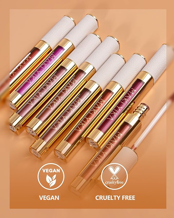 MAKI YIKA Metallic Pink Lipstick for Women Nude Lipsticks Long Lasting Shine Glitter Lipstick No Smudge No Transfer Liquid Lip Gloss (BR010 Sweet Sugar)