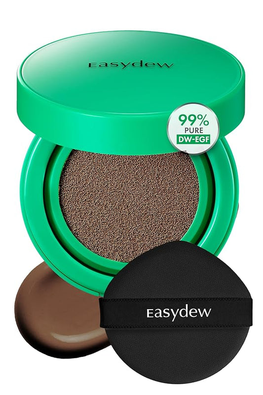 Easydew Mela B Toning Ampoule Cushion - 3-in-1 Age-Defying Sun Shield Full Coverage Cushion Foundation with Niacinamide & Hyaluron-Vital C - Face Makeup Korean Skin Care 0.45 oz (#45 Espresso)