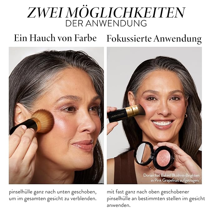 LAURA GELLER NEW YORK Retractable Black Kabuki Brush for Liquid, Cream and Powder Face Makeup With Aluminum Handle