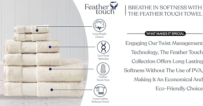 Delara Organic Cotton Luxuriously Plush Bath Towel 10 Piece Set|GOTS & Oeko-TEX Certified|Premium Hotel Quality Towels|Feather Touch Technology|650 GSM Long Staple|Soft, Quick Dry & Ultra-Absorbent