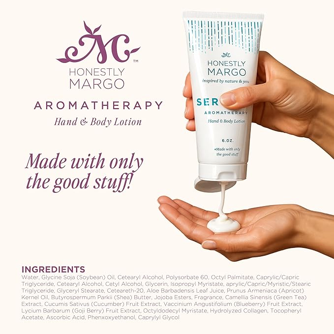 Honestly Margo Aromatherapy Hand & Body Lotion Set (Lavender, Eucalyptus and Citrus, 6 Oz) – Hydrating Moisturizer with Essential Oils, Clean, Cruelty-Free Body Care, Bath Products, and Hand Cream