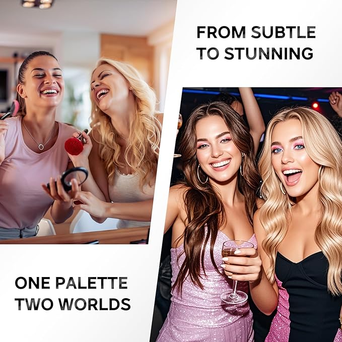 Color Nymph Eyeshadow Palette, Pink Eye Makeup Pallet with Matte & Holographic Glitter Multichrome Eyeshadow, Travel-Friendly Compact with Mirror & Brush, High-Pigment & Long-Lasting (Pink & Neutral)