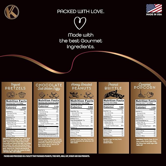 KREMERY Creamy Chocolate Cravings - Chocolate Covered Pretzels & Caramel Popcorn Gift Basket, in Seagrass Tray + Ribbon (Classic, 1.5 lbs) Food Arrangement, Food Assortments USA Made