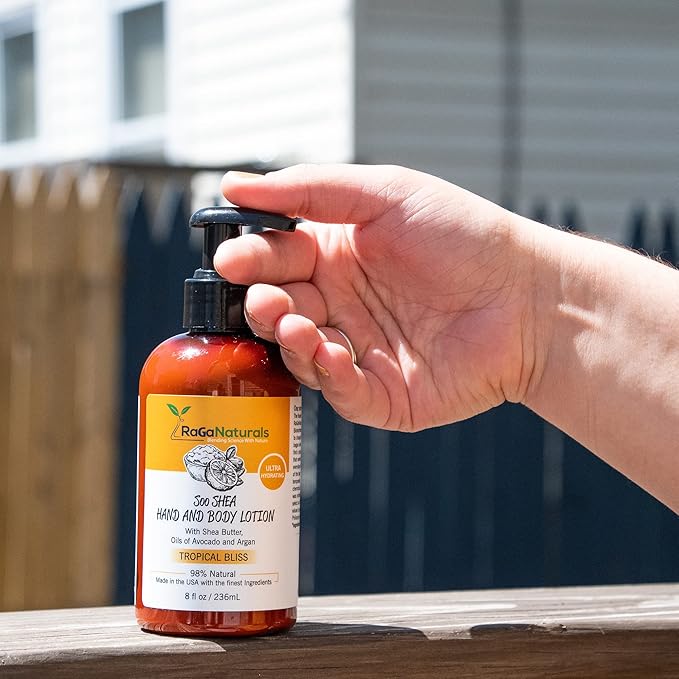 RaGaNaturals Fragrance Free and Tropical Bliss Body Lotion, Body Lotion for Women, Men, Babies and Kids - 8fl oz