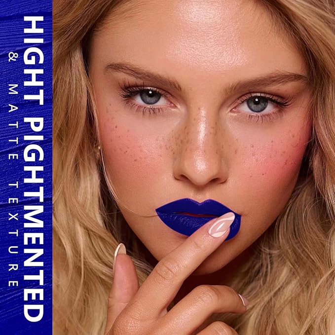 MAKI YIKA Dark Blue Lipstick for Women Color Stay Long Lasting Lipsticks, No Smudge Matte Liquid Lipstick Transferproof Cruelty-Free Lip Color | CHARM BLUE