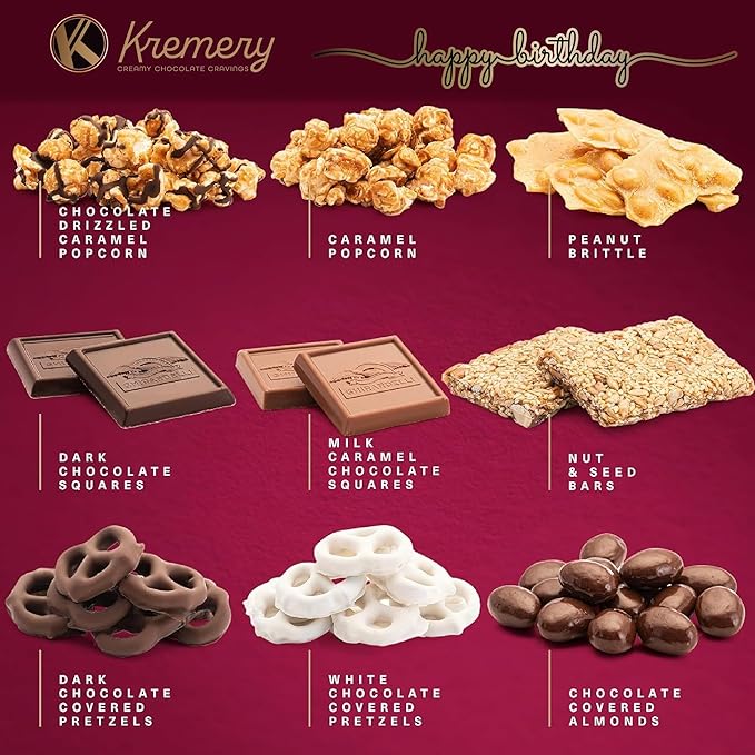 KREMERY Creamy Chocolate Cravings - Sympathy Condolence, Chocolate Covered Pretzels & Caramel Popcorn Gift Basket, in Seagrass Tray + Ribbon & Greeting Card (Deluxe, 3.5 lbs) Food Assortments USA Made