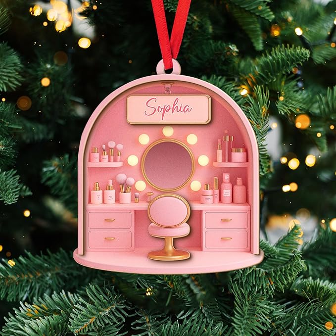 Personalized Makeup Tools Christmas Ornament 2025, Makeup Box Christmas Ornament Gift for Makeup Artist, Christmas Tree Decor for Makeup Shop, Gift for New Makeup Coworkers (Makeup 7)