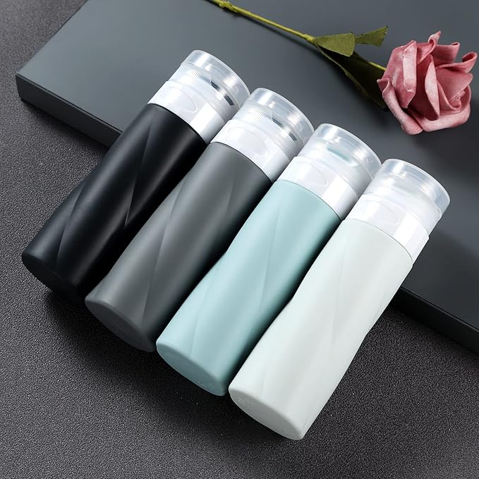 Gemice Travel Bottles for Toiletries, 3oz Tsa Approved Travel Size Containers BPA Free Leak Proof Travel Tubes Refillable Liquid Travel Accessories with Clear Toiletry Bag (4 Pack)