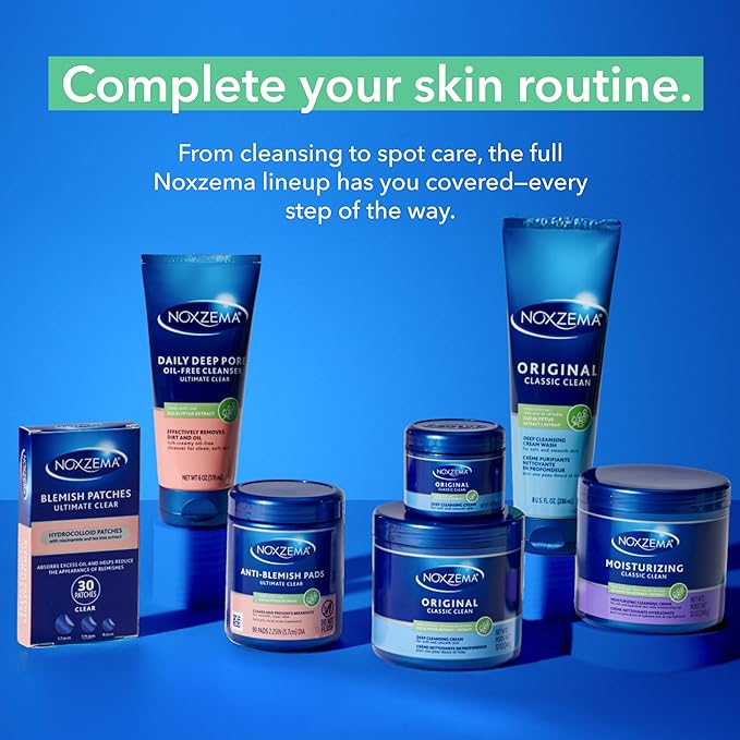 Noxzema Ultimate Clear Daily Deep Pore Oil-Free Cleanser for Soft, Smooth Skin Daily Face Wash for Women and Men, Facial Cleanser for Acne Prone Skin, 6 Oz Ea (Pack of 6)