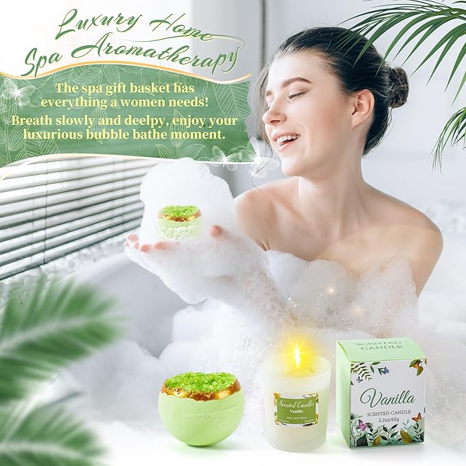 Fortuning's JDS 13PCS Christian Gifts for Women Faith- Inspirational Religious Catholic Gifts Basket, Green Self Care Package Get Well Soon Gifts,Birthday Gifts, for Mom Her Wife Girlfriend Friend