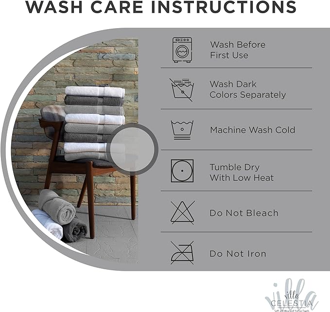 100% Cotton Wash Cloth for face & Body Set of 6, (12 x 12 inches) Sustainable, Soft, Highly Absorbent, Combed Cotton Wash Cloths Pack of 6 for Hotels, Spa, Bathroom, Dorm, Silver