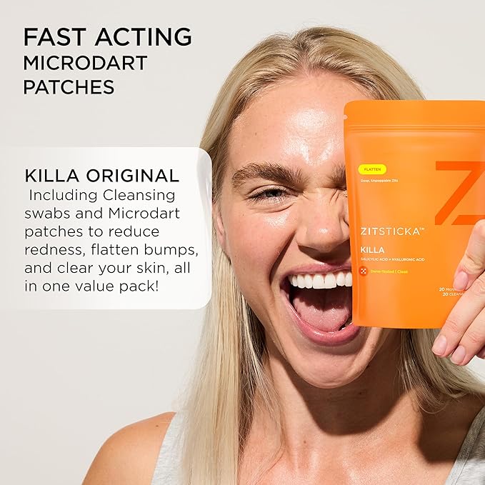 ZitSticka Killa Acne Patches for Face - World's Most Potent Pimple Patch with Fast-Acting Microdarts - Starts Working within 2 Hours for Deep, Early-Stage Zits - 20 Count
