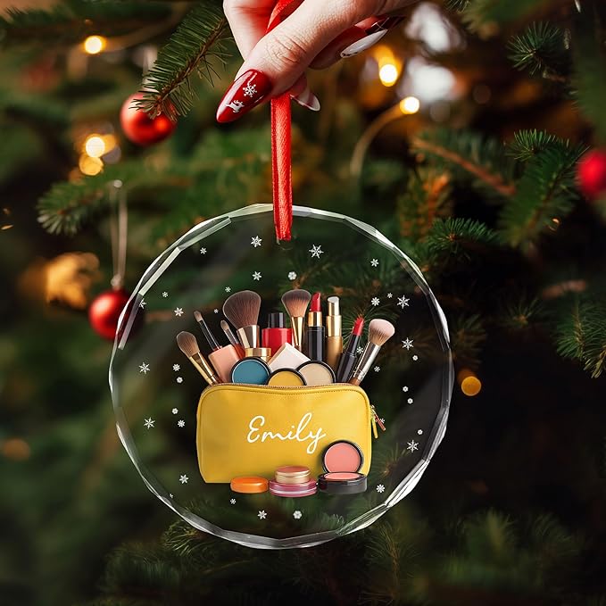 Personalized Makeup Tools Christmas Ornament 2025, Makeup Box Christmas Ornament Gift for Makeup Artist, Christmas Tree Decor for Makeup Shop, Gift for New Makeup Coworkers (Makeup 5)