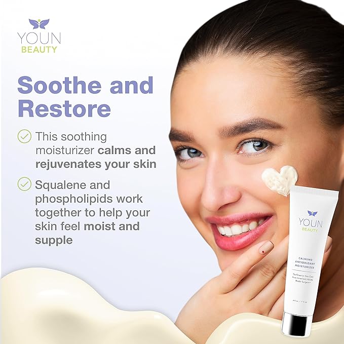 YOUN Beauty Calming Antioxidant Moisturizer for Face and Body by Holistic Plastic Surgeon Dr. Anthony Youn, Paraben & Sulfate-Free – Contains Lactic Acid, Vitamins C & E, Peptides, and Coenzyme Q10