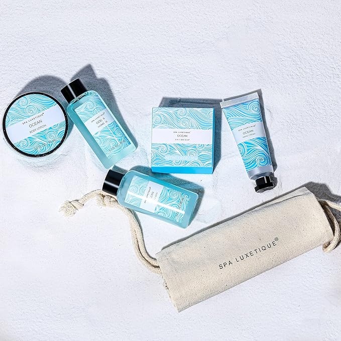 Spa Luxetique Spa Gift Set for Women,Ocean Spa Set Includes Body Lotion, Shower Gel,Bubble Bath, Hand Cream,Bath Gifts for Women, Christmas Gifts
