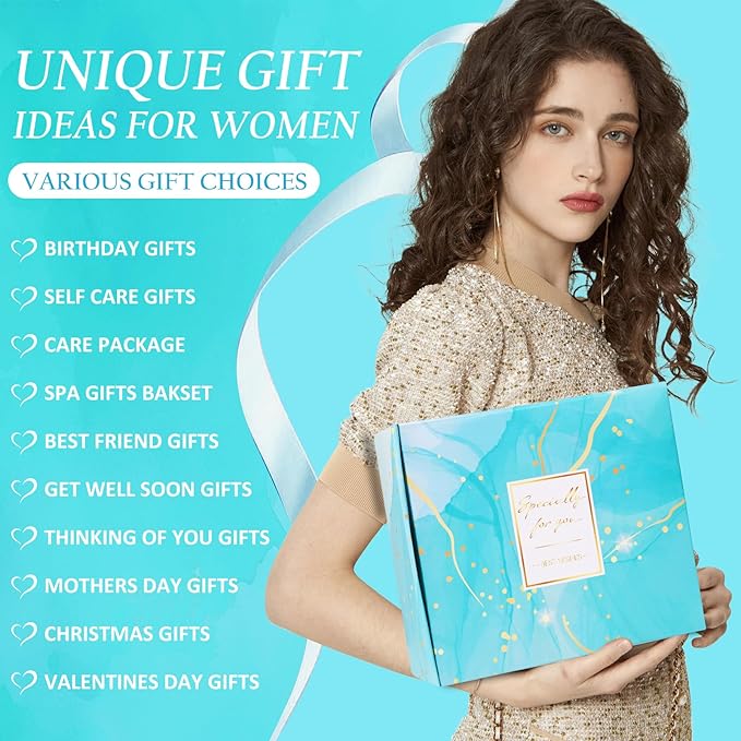 Birthday Gifts for Women Self Care Gifts Get Well Soon Gifts, Rose Relaxing Spa Gifts Basket Care Package, Luxury Flannel Blanket, Unique Mothers Day Idea Gifts for Mom Her Grandma Friend Sister Wife