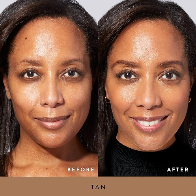 LAURA GELLER NEW YORK Everyday Routine Kit - Baked Balance-N-Brighten Color Correcting Powder Foundation, Tan + Retractable Angled Kabuki + Spackle Makeup Primer, Champagne Glow (3 PC)