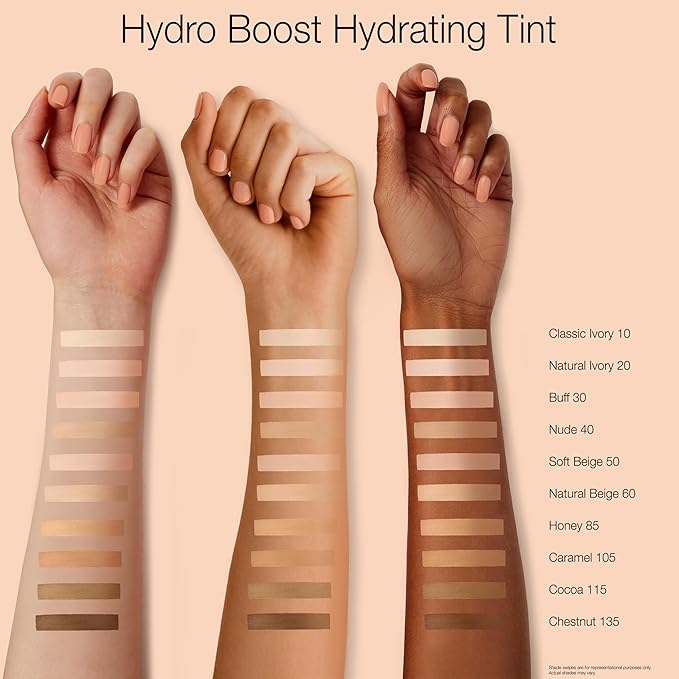Neutrogena Hydro Boost Hydrating Tint Foundation Makeup for Dry Skin, with Hyaluronic Acid, Lightweight Oil-Free Water Gel, Non-Comedogenic, 135 Chestnut Color 1.0 fl. oz