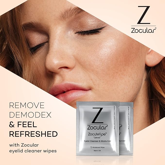 Zocuwipe Eyelid Wipes with Natural Okra Complex - Eyelid Cleanser and Moisturizer Pads - Eyelid Cleansing Wipes - Blepharitis Treatment - 40ct