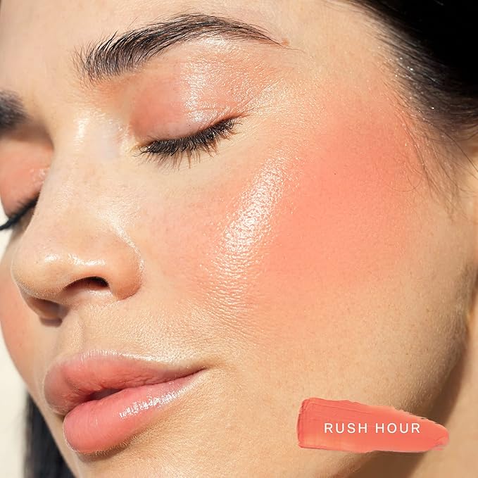 Tower 28 Beauty BeachPlease Cream Blush for Cheeks and Lips - Multi-Purpose Lip and Cheek Tint in Sun-Kissed Peach Blush - for Sensitive Skin – Color RUSH HOUR, Luminous Finish