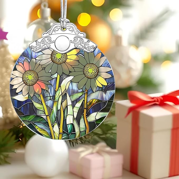 Christmas Ornaments: Stained Glass-Style April Birth Flower Ornament โ Christmas Tree Decorations, Holiday Party Gifts, Mother's Day & Birthday Gifts for Women, Mom & Grandma | Birth Flower Gift