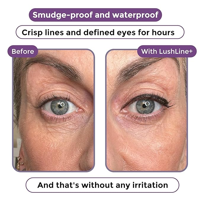 Rumi Cosmetiques LushLine+ Waterproof Eyeliner Pencil For Older Women - Smudge Proof, Long-Lasting, Non Toxic, Soft Glide - Safe For Sensitive Eyes (Natural Black)