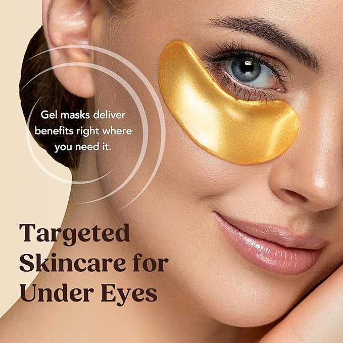 DERMORA Golden Glow Under Eye Patches (100 Pairs Eye Gels) | Rejuvenating Treatment | Dark Circles, Puffy Eyes, Refreshing, Revitalizing, Travel, Wrinkles