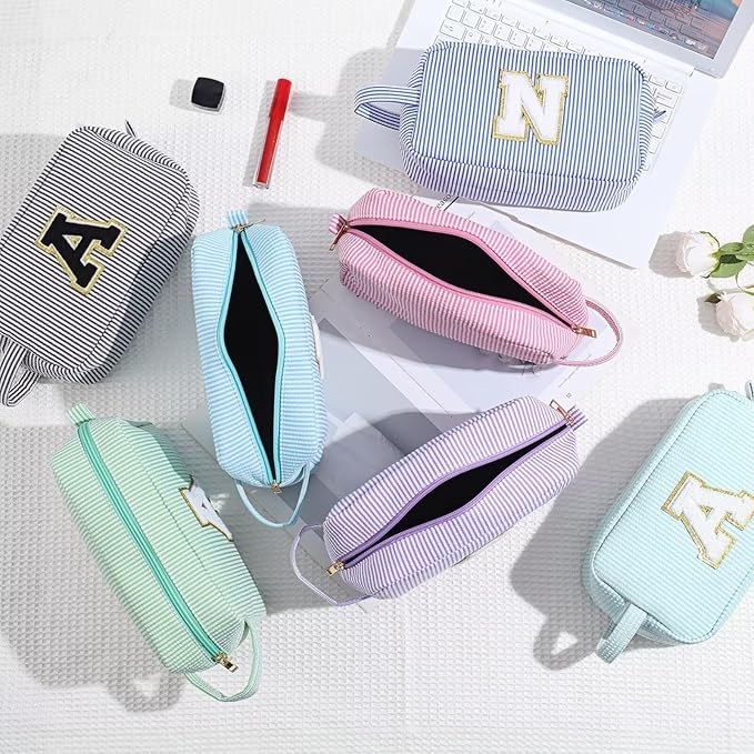 YOOLIFE Personalized Birthday Gift for Women - Monogram Initial Makeup Cosmetic Bag for 20th 30th 40th 50th 60th Birthdays