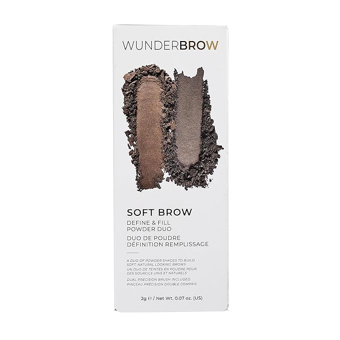 Soft Brow Define & Fill Powder Duo, Includes Dual ended Brush, Vegan and Cruelty Free (Black/Brown)
