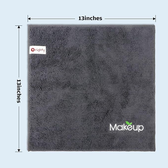 Orighty Makeup Remover Wash Cloths - Super Soft & Quick Dry Microfiber Face Towel, Absorbent Washcloths for Cleansing, Fingertip Face Towels for Makeup Removal, 13 x 13 inch, Pack of 1, 6 Count, Grey