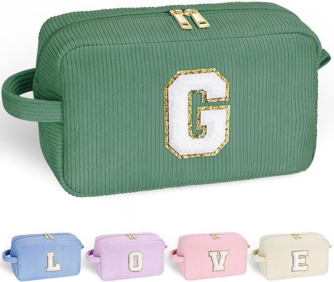 YOOLIFE Small Makeup Bag - Green Travel Cute Makeup Bag & Makeup Brush Bag Personalized Gifts Skincare Bag Travel Toiletry Bag Thank You Gifts Graduation Gifts Birthday Gifts for Girls Women G