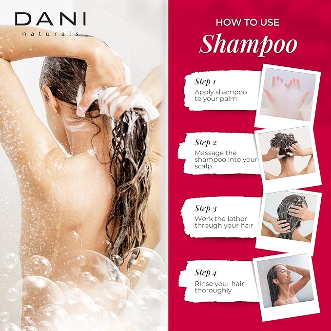 DANI Naturals Shampoo - Citrus Rose Scent is a sulfate-free, vegan, and organic shampoo that deeply moisturizes and nourishes all hair types, including color-treated hair