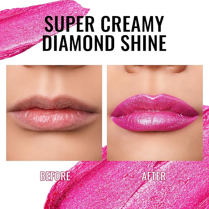 Oulac Pink Shimmer Lipstick for Women, Infinity High Shine Finish, Hydrating Lip Color Infused with Damask Rose Oil for All-Day Comfort, Gluten-Free Vegan Beauty, D02 Sparkle Sensation