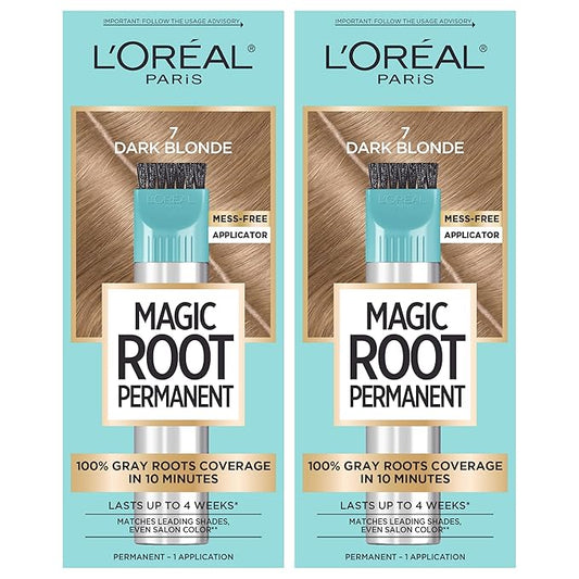 LโOrรฉal Paris Magic Root Permanent Hair Color, 10 Minute Hair Dye Kit to Rescue Roots with 100% Gray Hair Coverage, 7 Dark Blonde, 2 Pack (Packaging May Vary)