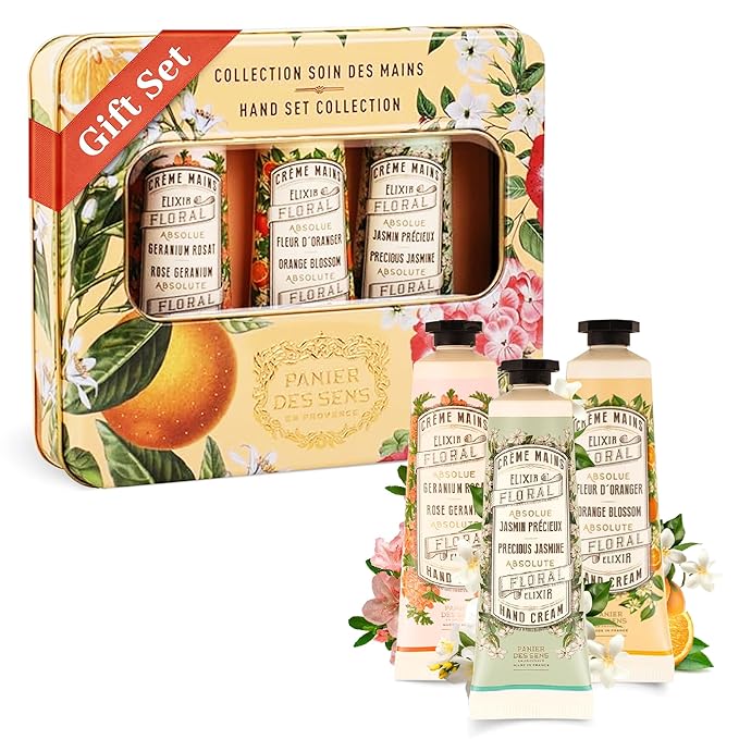 Panier des Sens - Mini Hand Cream Set - Birthday, Gifts for Women - Orange Blossom, Jasmine, Geranium Natural Hand Cream - Gift Ideas Made in France - 96% Natural - Hand Lotion Travel Size 3x1 Floz