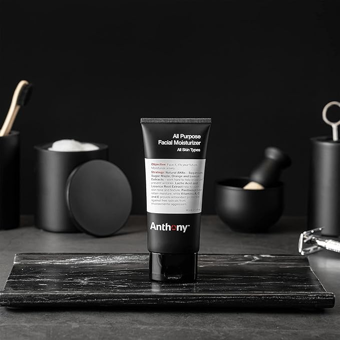 Anthony Essentials Duo Glycolic Facial Cleanser for Men and All-Purpose Facial Moisturizer - Men’s Hydrating Lotion for Dry Skin
