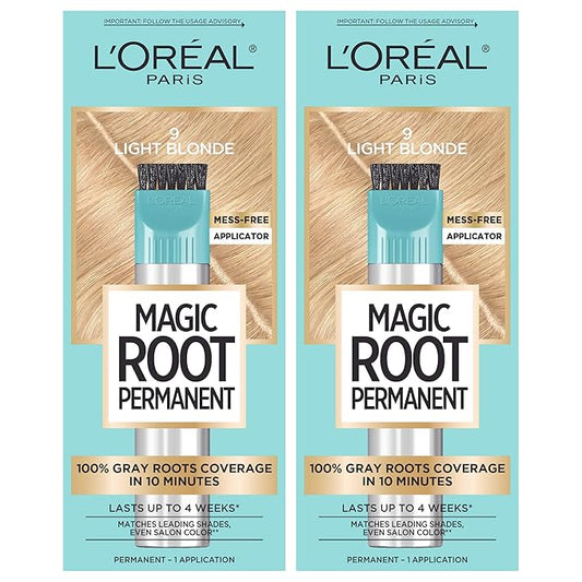 LโOrรฉal Paris Magic Root Permanent Hair Color, 10 Minute Hair Dye Kit to Rescue Roots with 100% Gray Hair Coverage, 9 Light Blonde, 2 Pack (Packaging May Vary)