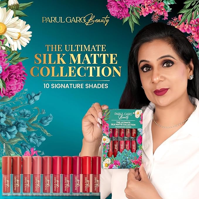 Parul Garg Beauty Ultimate 10-in-1 Mini Silk Matte Liquid Lipstick Set | Multicolor Lipsticks for Indian Skin Tone | Long-Lasting, Transfer-Proof | Perfect for Gifting, Weddings | Travel Pack of 10