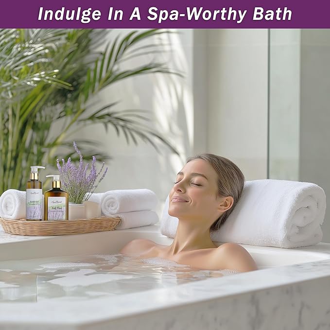 Spa Baskets For Women - Luxury Bath Set With Lavender & Tea Tree Oil - Spa Kit Includes Wash, Bubble Bath, Lotion, Bath Salts, Body Scrub, Hand Cream, Shower Puff, Bathbombs, Soap and Towel
